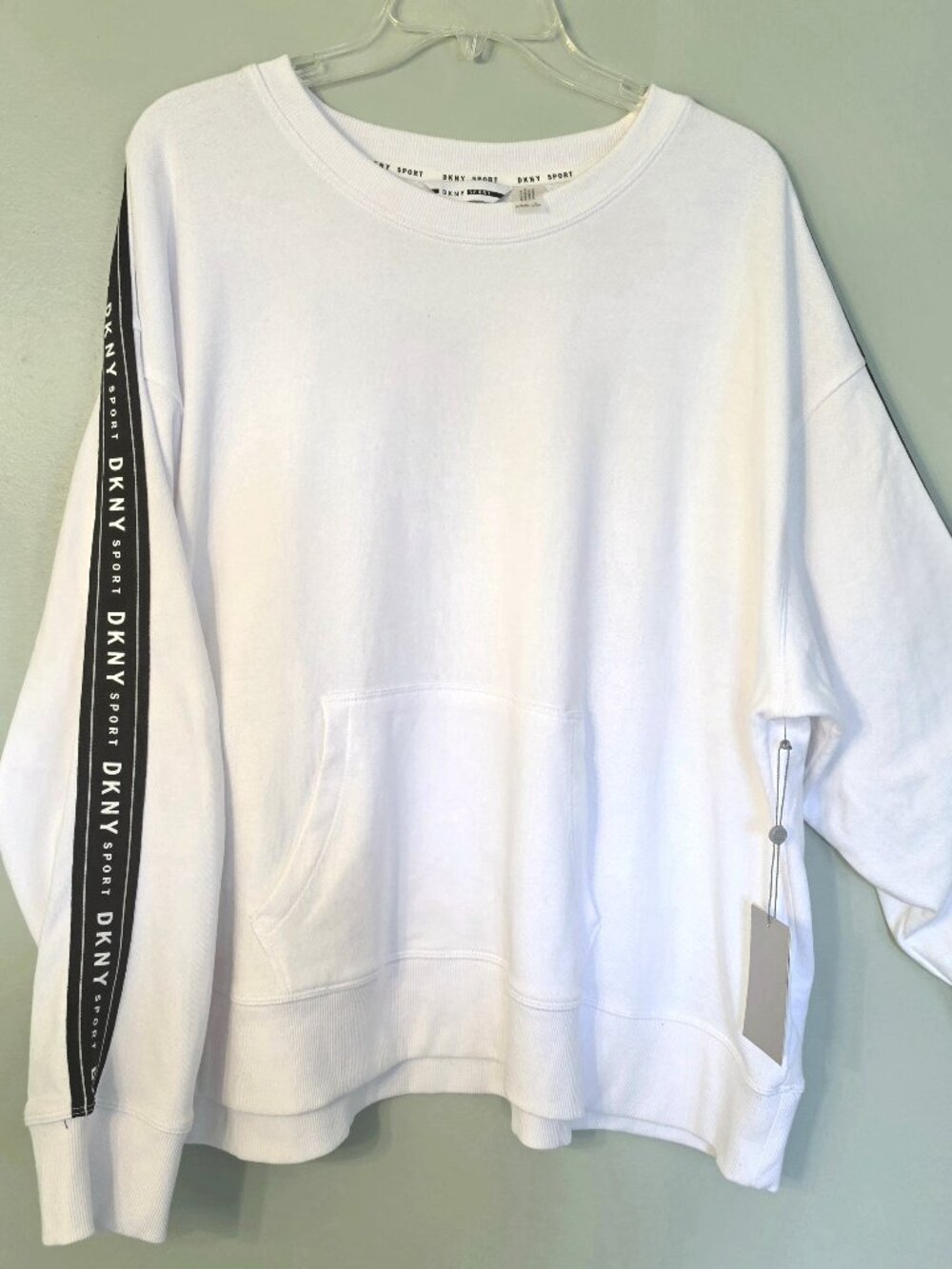 NWT DKNY White waffle knit oversized crewneck sweatshirt - 2X